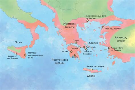 map of greek ruins.